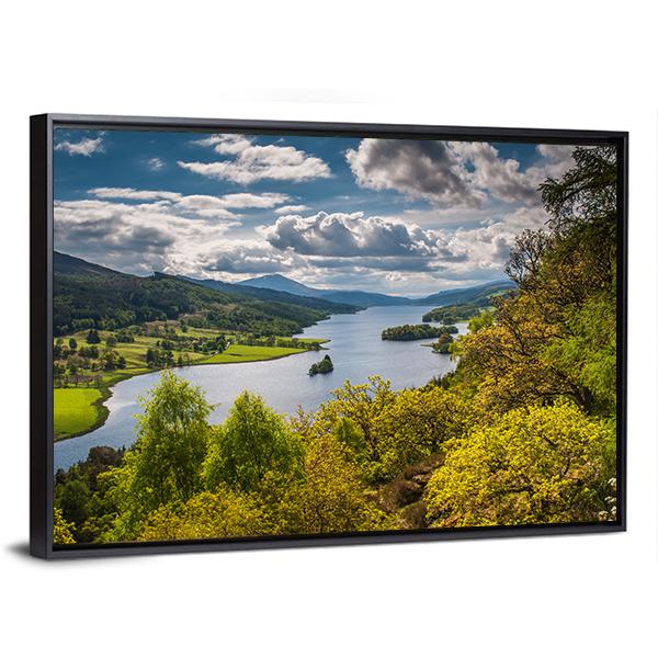 Queens View Near Pitlochry In Scotland Canvas Wall Art-3 Horizontal-Gallery Wrap-25" x 16"-Tiaracle
