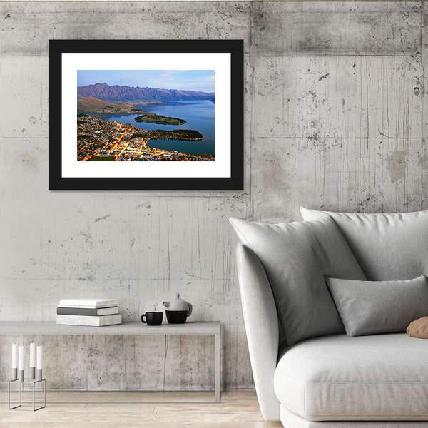 Queenstown Downtown At Dusk Canvas Wall Art-3 Horizontal-Gallery Wrap-25" x 16"-Tiaracle