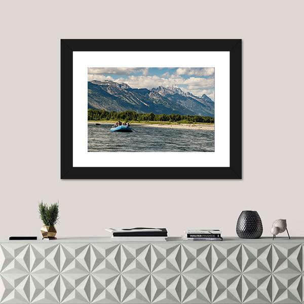 Rafting The Snake River In Wyoming Canvas Wall Art-1 Piece-Framed Print-20" x 16"-Tiaracle