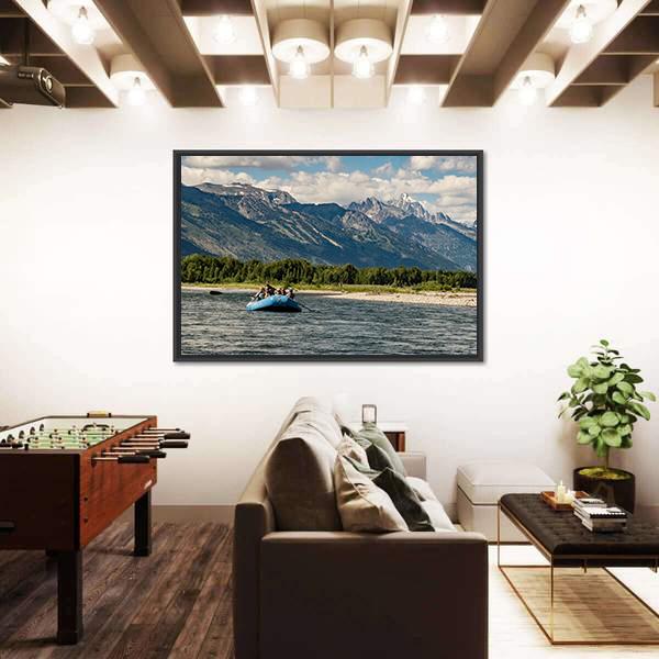 Rafting The Snake River In Wyoming Canvas Wall Art-3 Horizontal-Gallery Wrap-25" x 16"-Tiaracle
