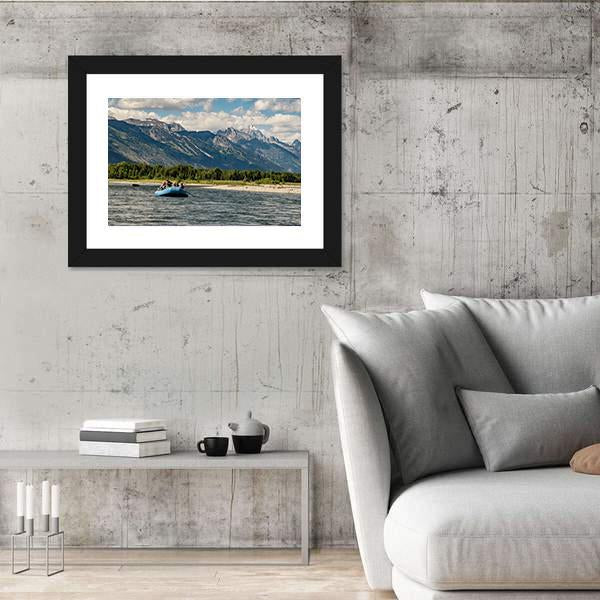 Rafting The Snake River In Wyoming Canvas Wall Art-3 Horizontal-Gallery Wrap-25" x 16"-Tiaracle