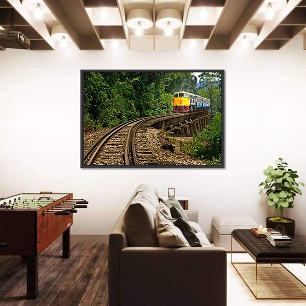 Rail Travel In Kanchanaburi Province Thailand Canvas Wall Art-5 Horizontal-Gallery Wrap-22" x 12"-Tiaracle
