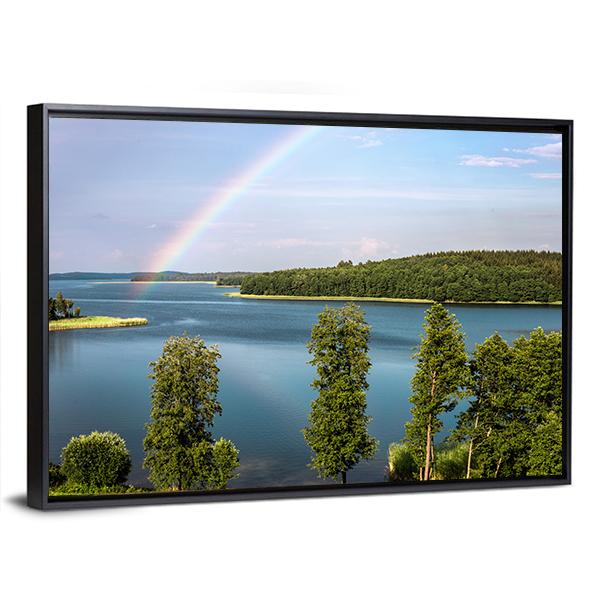 Rainbow In Summer Over Stroust Lake Canvas Wall Art-5 Horizontal-Gallery Wrap-22" x 12"-Tiaracle