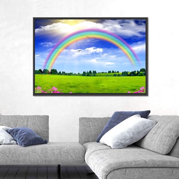 Rainbow In The Blue Sky Canvas Wall Art-5 Horizontal-Gallery Wrap-22" x 12"-Tiaracle
