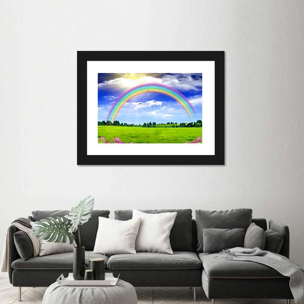 Rainbow In The Blue Sky Canvas Wall Art-5 Horizontal-Gallery Wrap-22" x 12"-Tiaracle