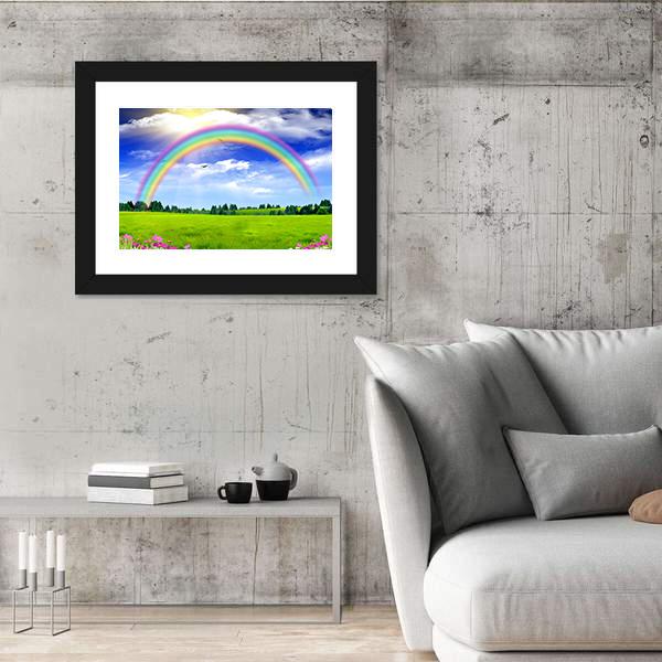 Rainbow In The Blue Sky Canvas Wall Art-5 Horizontal-Gallery Wrap-22" x 12"-Tiaracle