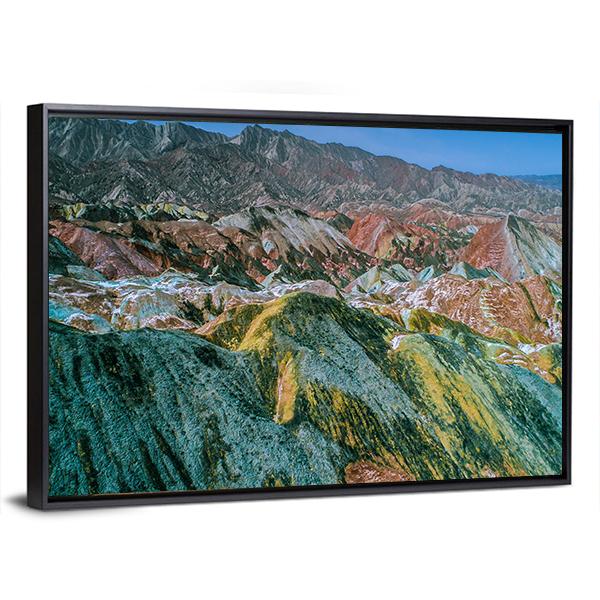 Rainbow Mountains With Amazing Pattern In Zhangye Canvas Wall Art-3 Horizontal-Gallery Wrap-25" x 16"-Tiaracle