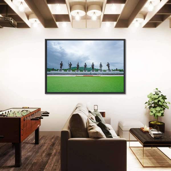 Rajaphak Park 7 Greatest King Statue Canvas Wall Art-3 Horizontal-Gallery Wrap-25" x 16"-Tiaracle