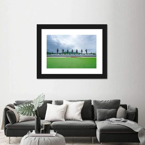 Rajaphak Park 7 Greatest King Statue Canvas Wall Art-3 Horizontal-Gallery Wrap-25" x 16"-Tiaracle
