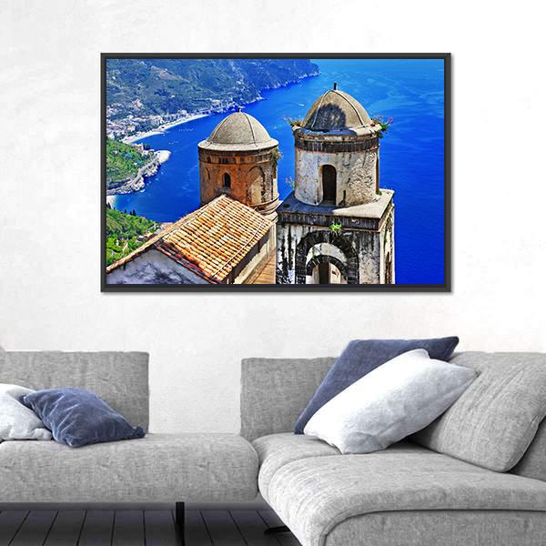 Ravello Village On Amalfi Coast In Italy Canvas Wall Art-3 Horizontal-Gallery Wrap-25" x 16"-Tiaracle
