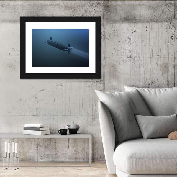 Rear View Of Submarine Under Water Canvas Wall Art-5 Horizontal-Gallery Wrap-22" x 12"-Tiaracle