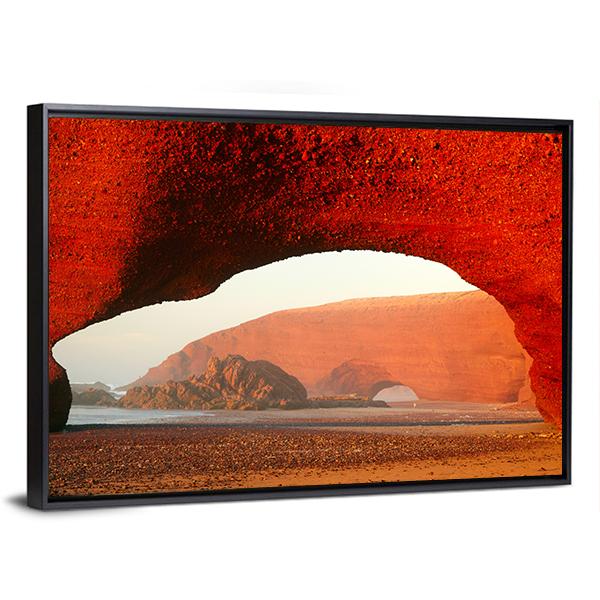 Red Archs On Atlantic Ocean Coast Canvas Wall Art-3 Horizontal-Gallery Wrap-25" x 16"-Tiaracle