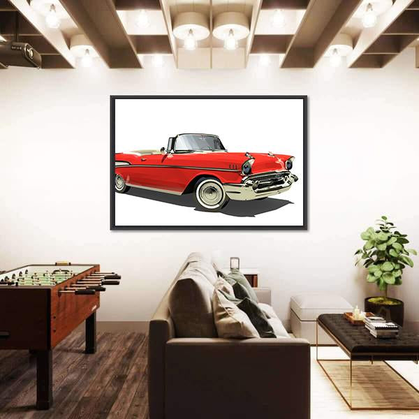 Red Car With An Open Top Canvas Wall Art-3 Horizontal-Gallery Wrap-25" x 16"-Tiaracle
