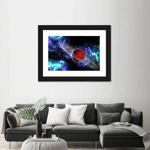 Red Gas Planet In The Orion Canvas Wall Art-5 Horizontal-Gallery Wrap-22" x 12"-Tiaracle