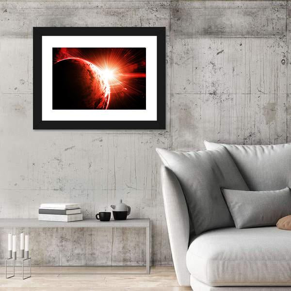 Red Gasy Planet With Its Star Canvas Wall Art-3 Horizontal-Gallery Wrap-25" x 16"-Tiaracle