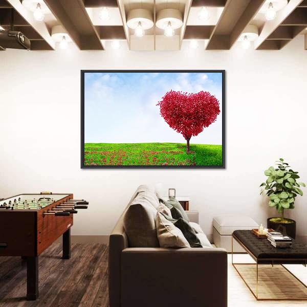 Red Love Tree In Summer Canvas Wall Art-5 Horizontal-Gallery Wrap-22" x 12"-Tiaracle