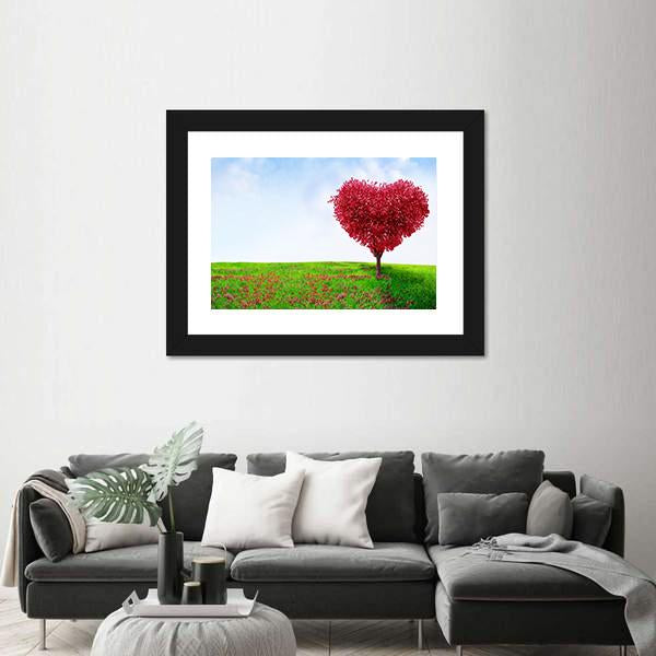 Red Love Tree In Summer Canvas Wall Art-5 Horizontal-Gallery Wrap-22" x 12"-Tiaracle