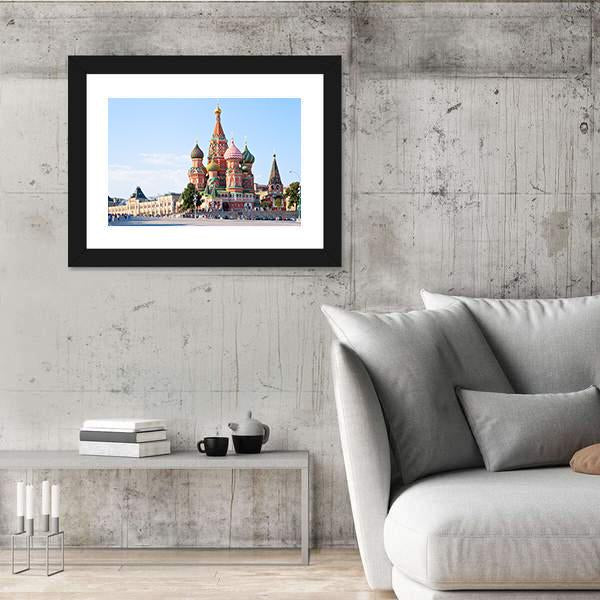Red Square With Vasilevsky Descent In Moscow Canvas Wall Art-5 Horizontal-Gallery Wrap-22" x 12"-Tiaracle