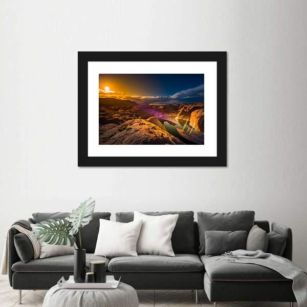 Reflection Canyon At Sunset Lake Powell Utah Canvas Wall Art-5 Horizontal-Gallery Wrap-22" x 12"-Tiaracle