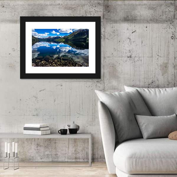 Reflection Lake Norway Canvas Wall Art-3 Horizontal-Gallery Wrap-25" x 16"-Tiaracle