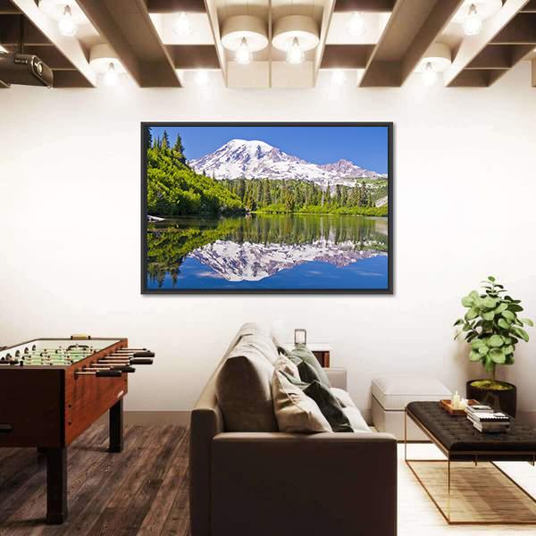 Reflection Of Mt Rainier From Bench Lake Canvas Wall Art-5 Horizontal-Gallery Wrap-22" x 12"-Tiaracle