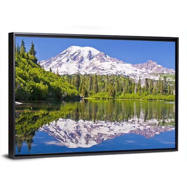 Reflection Of Mt Rainier From Bench Lake Canvas Wall Art-5 Horizontal-Gallery Wrap-22" x 12"-Tiaracle