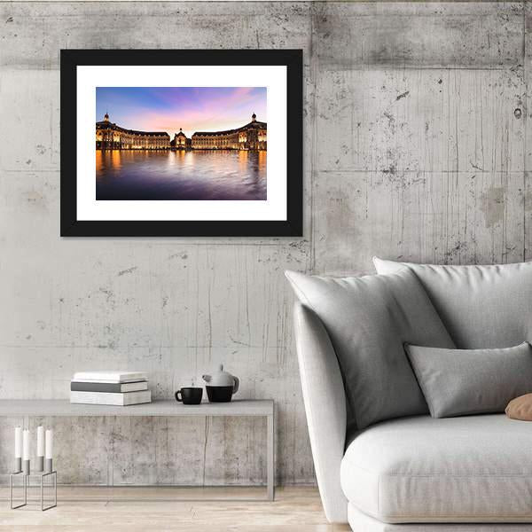 Reflection Of Place De La Bourse In Bordeaux Canvas Wall Art-3 Horizontal-Gallery Wrap-25" x 16"-Tiaracle