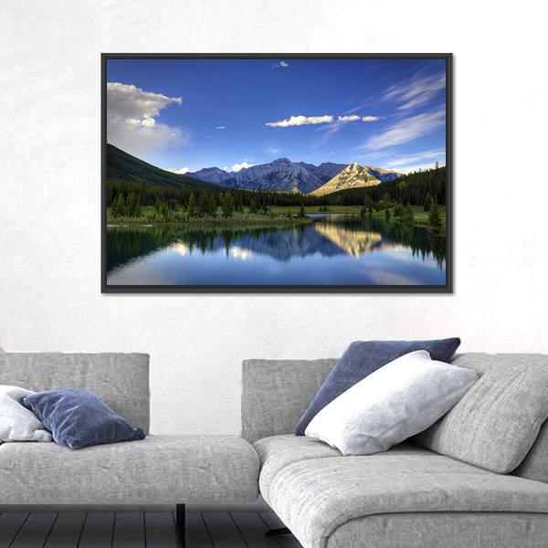 Reflections In The Water At Cascade Ponds Canvas Wall Art-3 Horizontal-Gallery Wrap-25" x 16"-Tiaracle