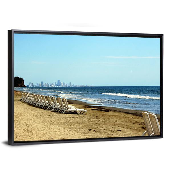 Relax On The Beach Of Cartagena De Indias Canvas Wall Art-3 Horizontal-Gallery Wrap-25" x 16"-Tiaracle