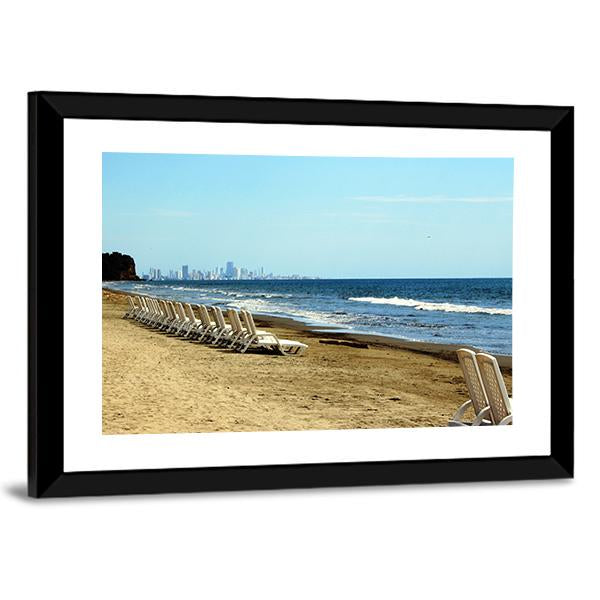 Relax On The Beach Of Cartagena De Indias Canvas Wall Art-3 Horizontal-Gallery Wrap-25" x 16"-Tiaracle