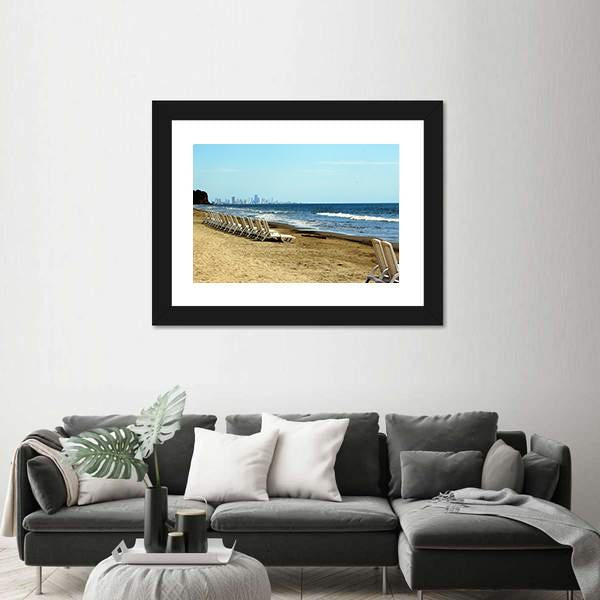 Relax On The Beach Of Cartagena De Indias Canvas Wall Art-3 Horizontal-Gallery Wrap-25" x 16"-Tiaracle