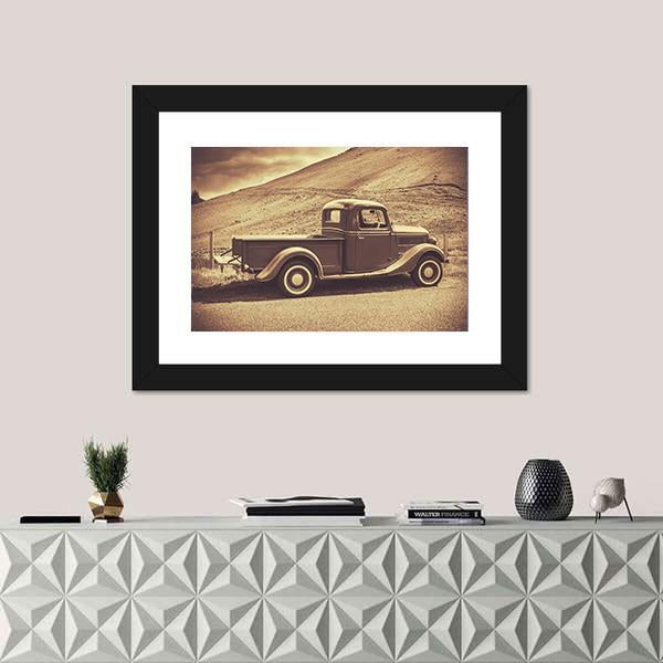 Retro Style Vintage Truck Canvas Wall Art-1 Piece-Framed Print-20" x 16"-Tiaracle