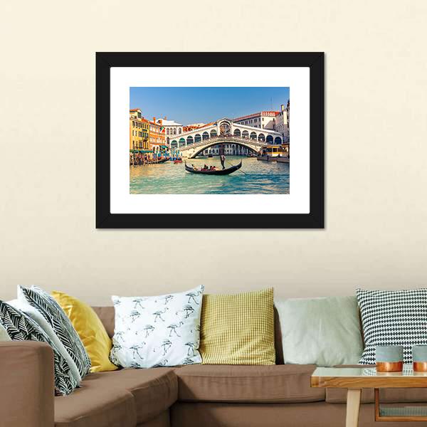 Rialto Bridge In Venice Canvas Wall Art-5 Horizontal-Gallery Wrap-22" x 12"-Tiaracle