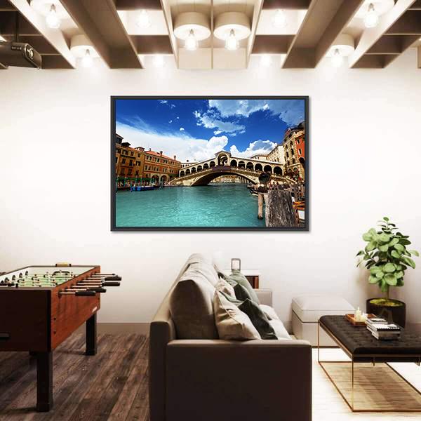 Rialto Bridge In Venice Italy Canvas Wall Art-5 Horizontal-Gallery Wrap-22" x 12"-Tiaracle