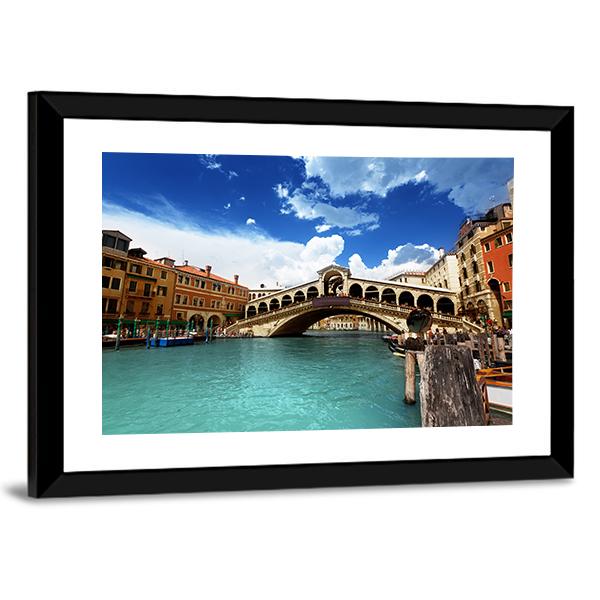 Rialto Bridge In Venice Italy Canvas Wall Art-5 Horizontal-Gallery Wrap-22" x 12"-Tiaracle