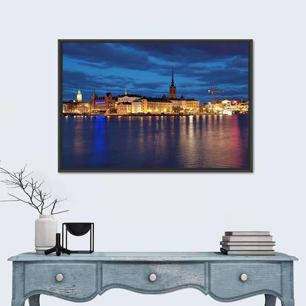 Riddarholmen Island And Gamla Stan In Stockholm Canvas Wall Art-1 Piece-Floating Frame-36" x 24"-Tiaracle