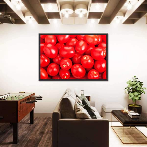 Ripe Red Tomatoes Canvas Wall Art-3 Horizontal-Gallery Wrap-25" x 16"-Tiaracle