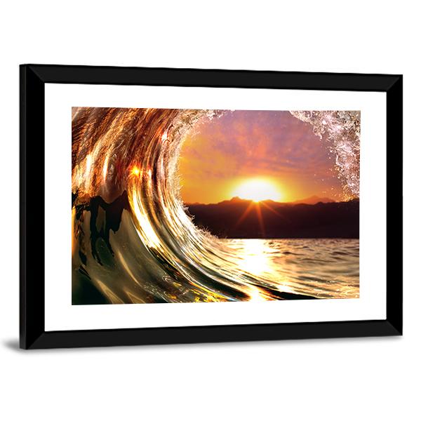 Rising Sun Ocean Wave Canvas Wall Art-3 Horizontal-Gallery Wrap-25" x 16"-Tiaracle