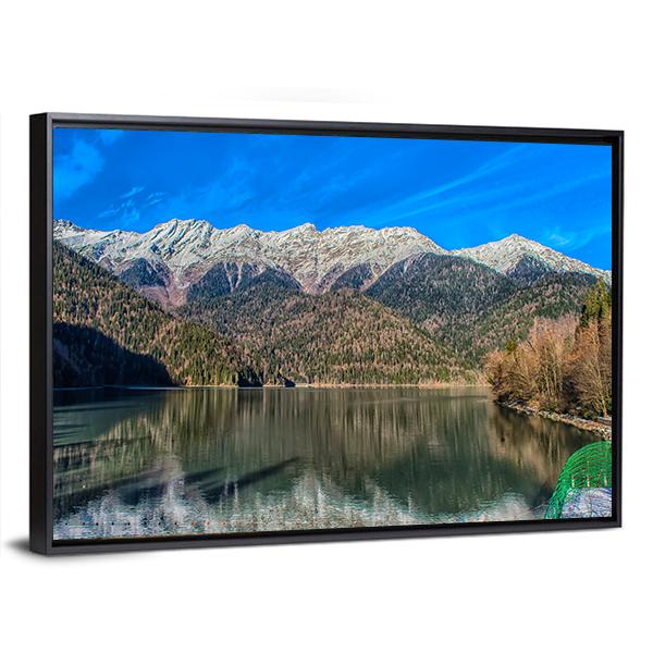 Ritz Lake In Abkhazia Mountains Canvas Wall Art-3 Horizontal-Gallery Wrap-25" x 16"-Tiaracle