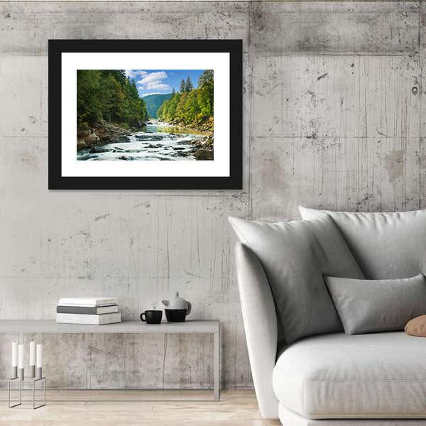 River In Forest Canvas Wall Art-3 Horizontal-Gallery Wrap-25" x 16"-Tiaracle