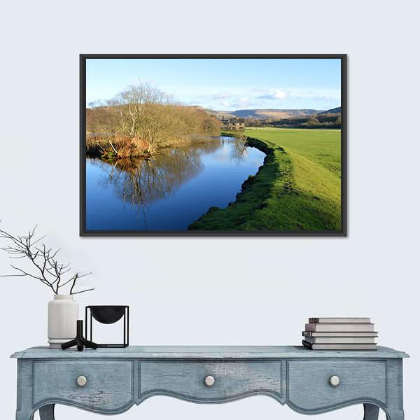 River Tame In Friezland Oldham Canvas Wall Art-1 Piece-Floating Frame-24" x 16"-Tiaracle