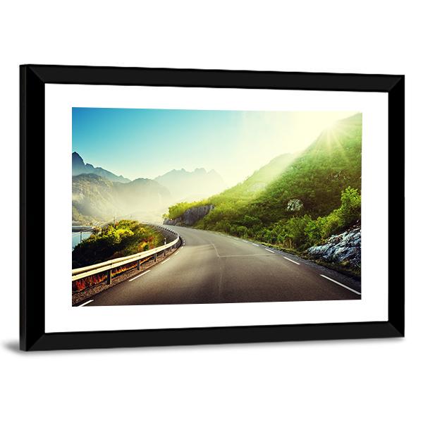 Road And Mist In Lofoten Islands Canvas Wall Art-5 Horizontal-Gallery Wrap-22" x 12"-Tiaracle