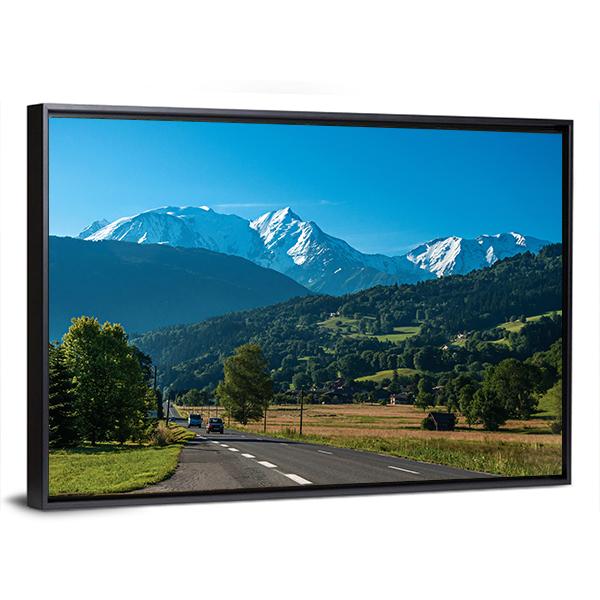 Road Between Fields Near The Mont Blanc Canvas Wall Art-3 Horizontal-Gallery Wrap-25" x 16"-Tiaracle