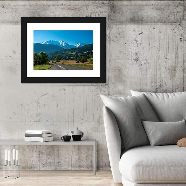 Road Between Fields Near The Mont Blanc Canvas Wall Art-3 Horizontal-Gallery Wrap-25" x 16"-Tiaracle
