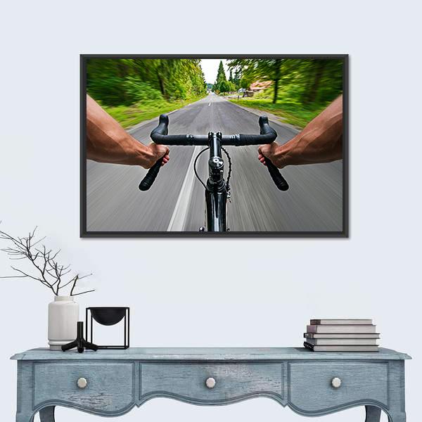 Road Cycling Canvas Wall Art-1 Piece-Floating Frame-24" x 16"-Tiaracle