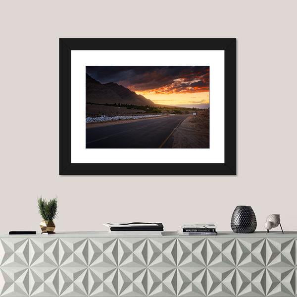 Road In Ladakh At Sunset Canvas Wall Art-1 Piece-Framed Print-20" x 16"-Tiaracle