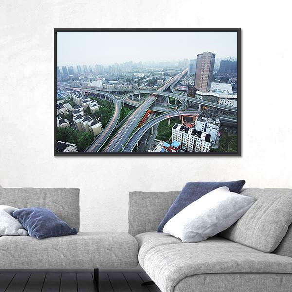 Road Junction At Hangzhou Canvas Wall Art-5 Horizontal-Gallery Wrap-22" x 12"-Tiaracle