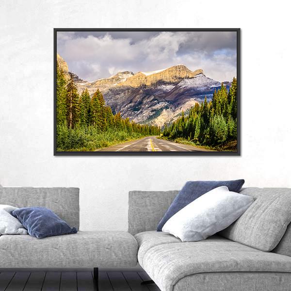 Road On Icefields Parkway In Canada Canvas Wall Art-3 Horizontal-Gallery Wrap-25" x 16"-Tiaracle