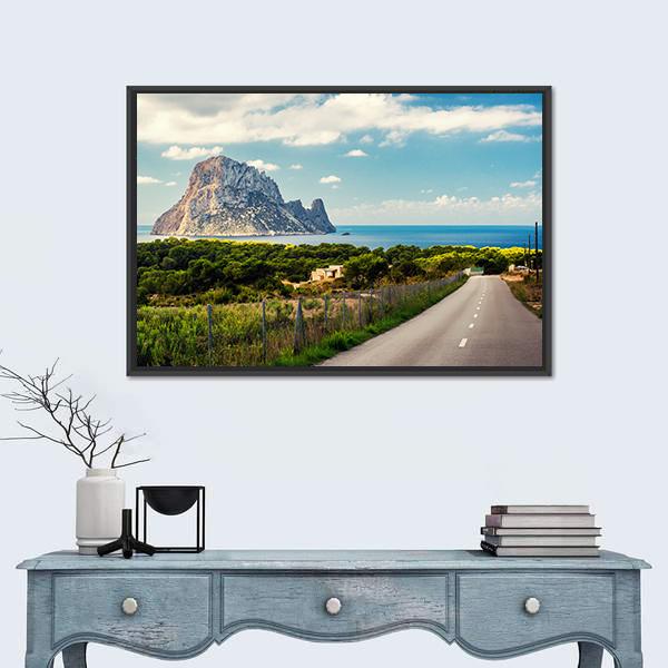 Road To The Cala d'Hort Beach Canvas Wall Art-1 Piece-Floating Frame-24" x 16"-Tiaracle