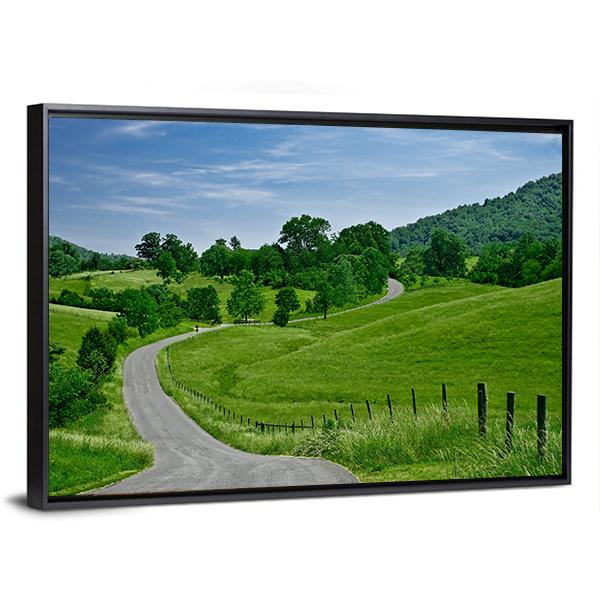 Road Winds Through The Foothills Of Blue Ridge Mountains Canvas Wall Art-3 Horizontal-Gallery Wrap-25" x 16"-Tiaracle
